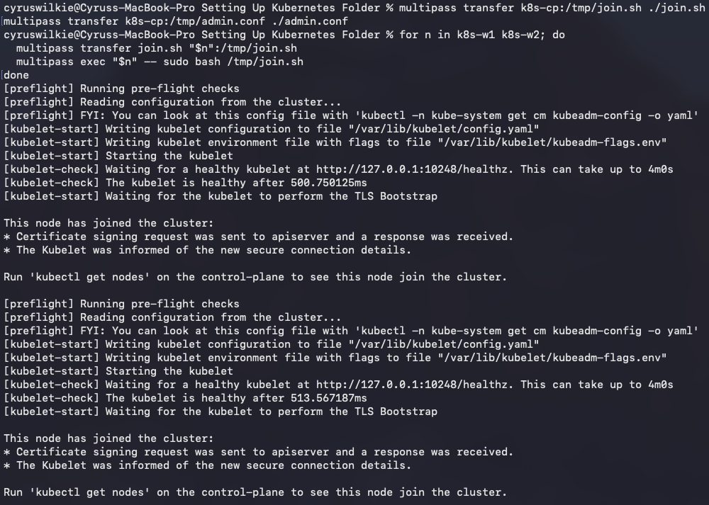 Joining the worker nodes to the cluster