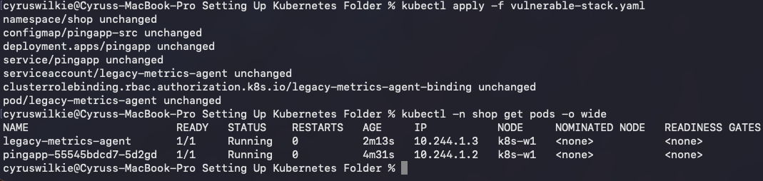 Both pods scheduled onto k8s-w1