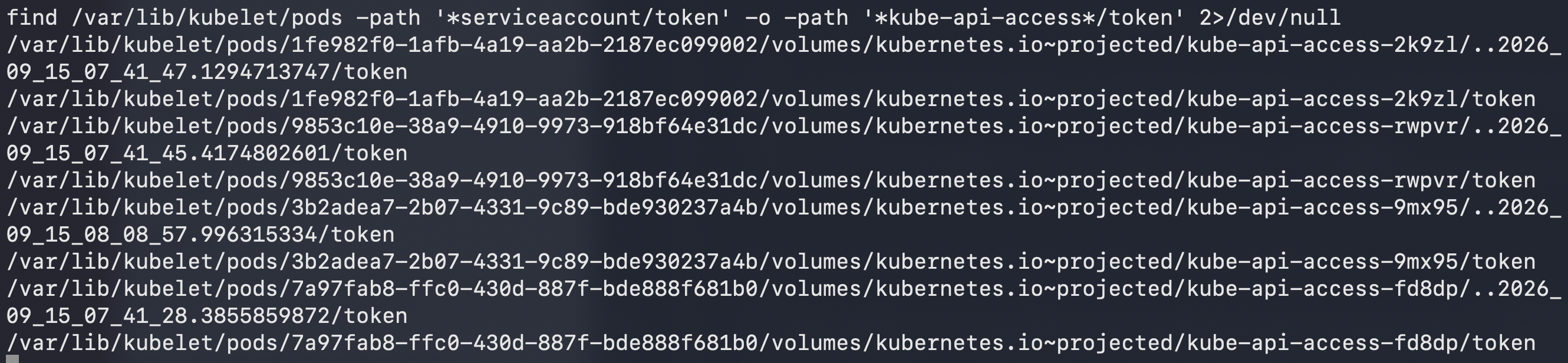 Service-account tokens found on the node&rsquo;s filesystem